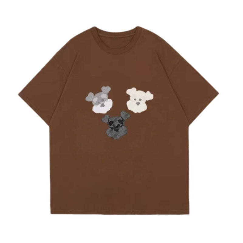 Brown T-Shirt with Schnauzer Dog Print